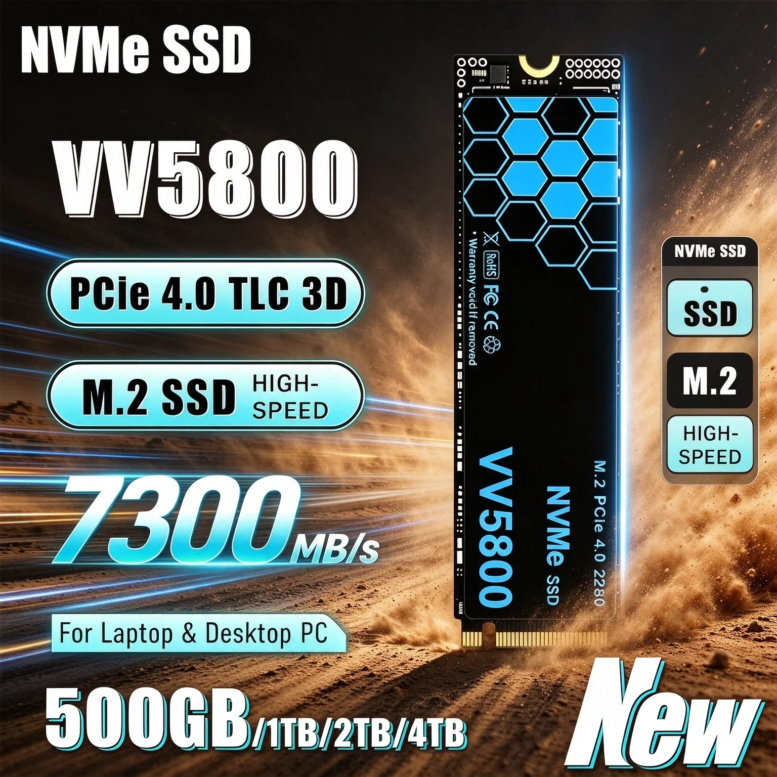 M.2 Nvme 4Tb Pcie 4.0 Ssd - Nouveau disque dur SSD M.2 VV5800