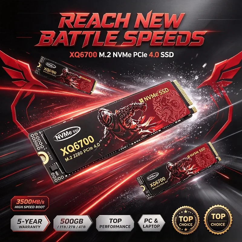 M.2 Nvme 4Tb Pcie 4.0 Ssd - XQ6700, SSD M.2 NVMe, 500 Go,