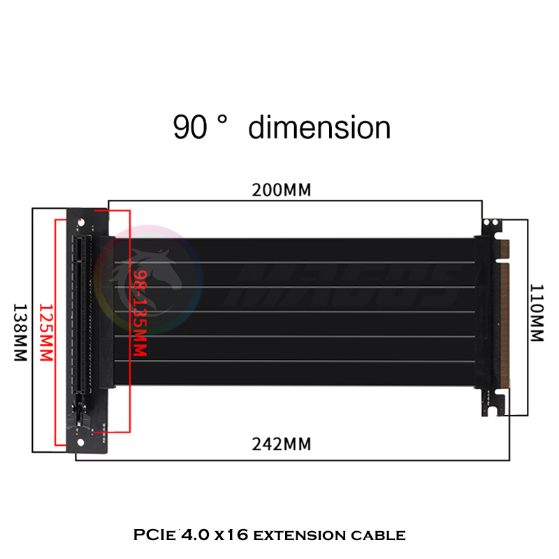 Extension de carte vidéo PCIE  - Pcie 4.0 X16 Riser Cable 90 Degree avis et prix